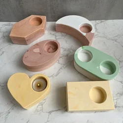 DIY Candlestick Silicone Mold Moon Heart Oval Rectangle Candle Holder Mold Gypsum Concrete Candle Cup Epoxy Resin Mold Ornament