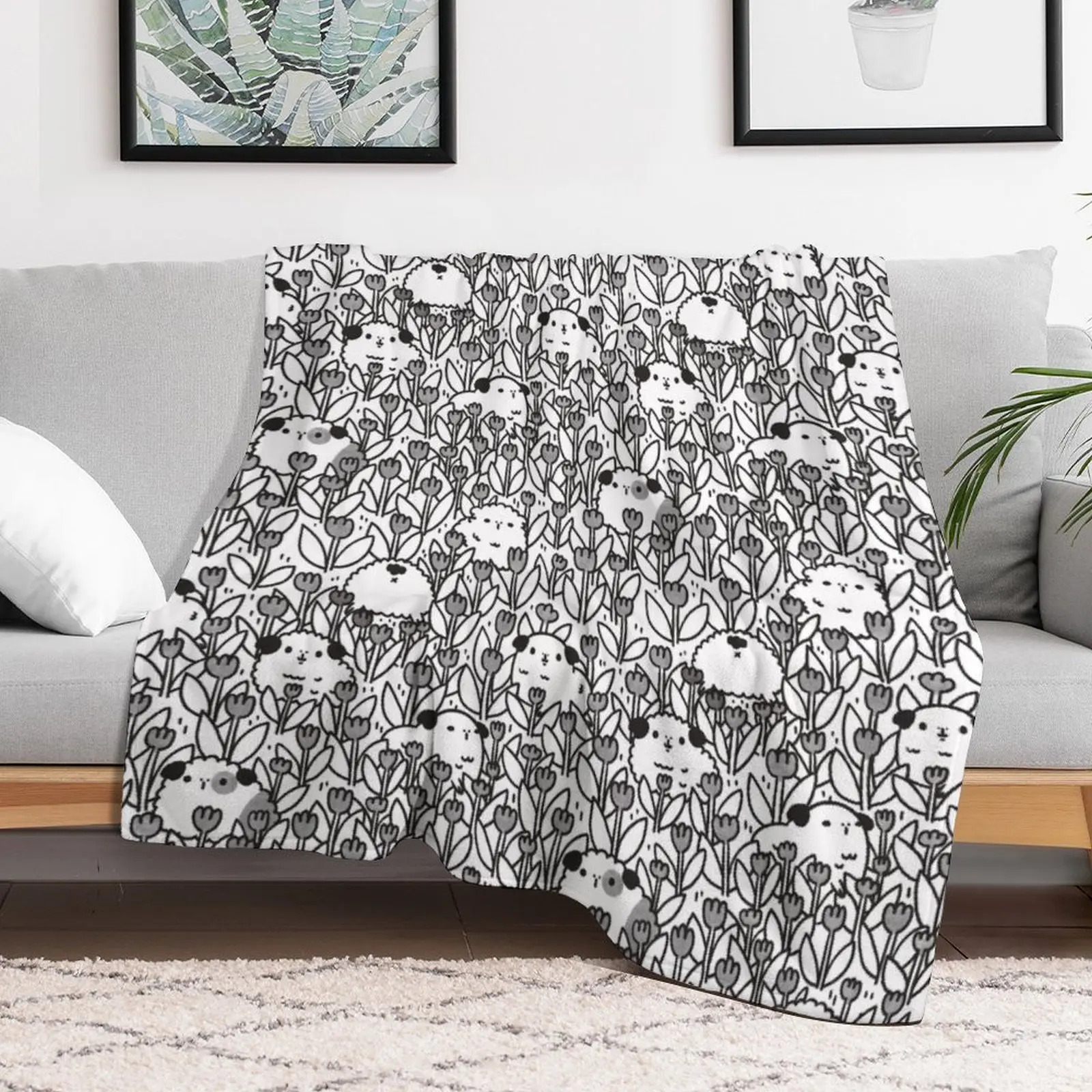 Black and White Guinea pigs Pattern Throw Blanket Soft Big Sofa Quilt Camping warm for winter Blankets