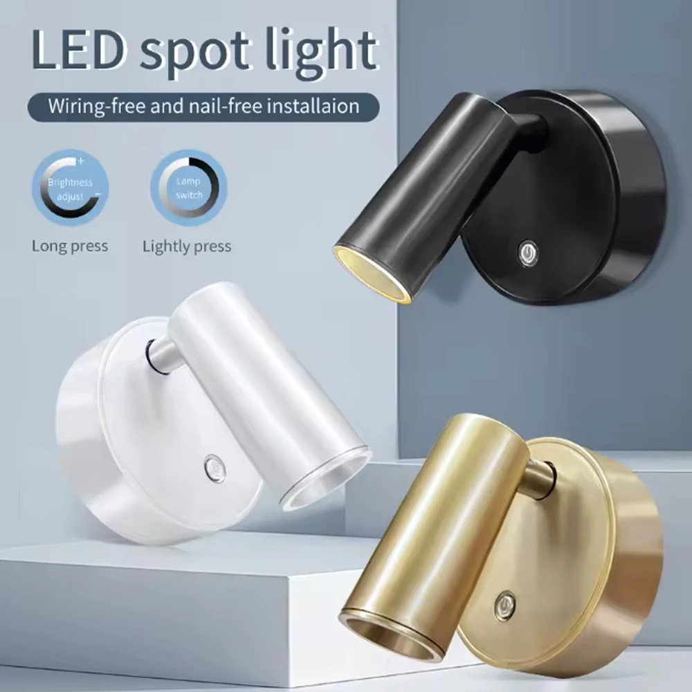LED Spotlights Wall Lamps Single-Head Dimmable For Bedrooms Bedside Tables Hallways Stairwells Wall Art Indoor Lighting Fixtures
