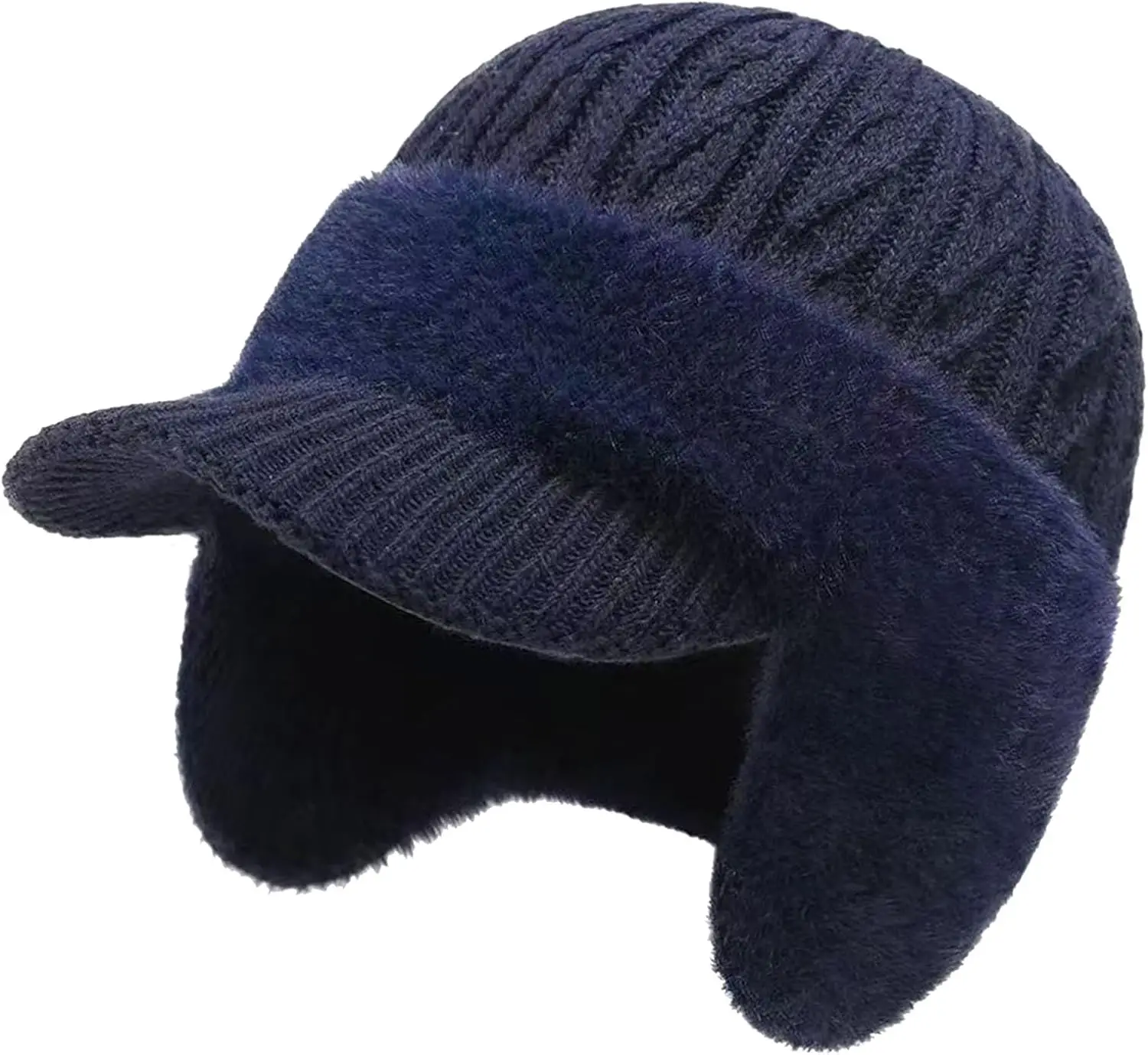 Berretto invernale con paraorecchie a tesa per uomo donna, caldo cappello lavorato a maglia foderato in pile per la stagione fredda