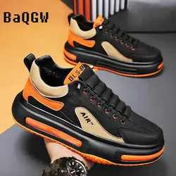 Chunky Sneakers Casual Men Spring Summer Board Shoes Fashion Leather Height Increased Flat Platform Sports Running Shoes