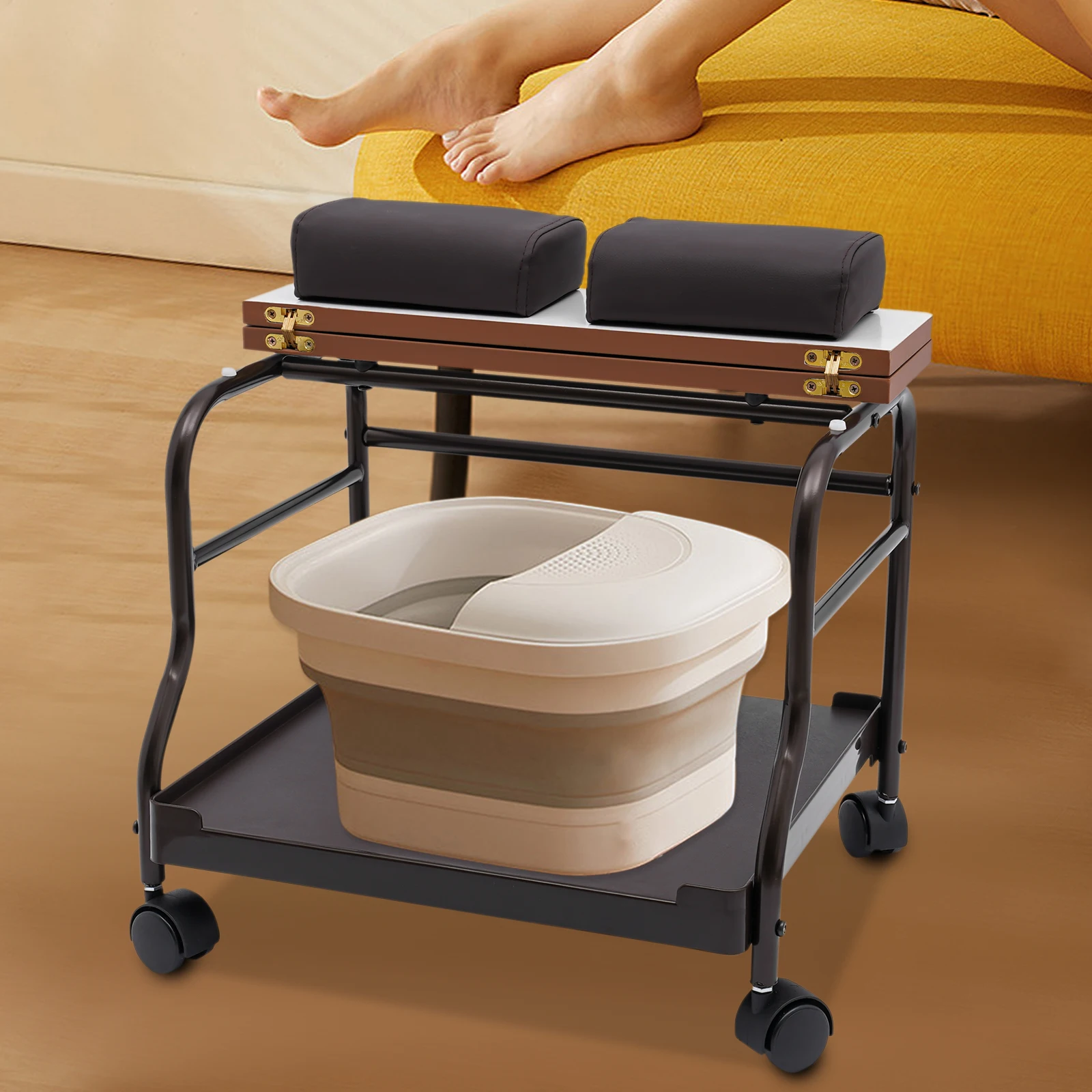 

Beauty Salon Nail or Foot Bath Spa Portable Trolley, 39.7 Pounds Load Capacity Footrest Stand for Medical Clinics, Hair Salon