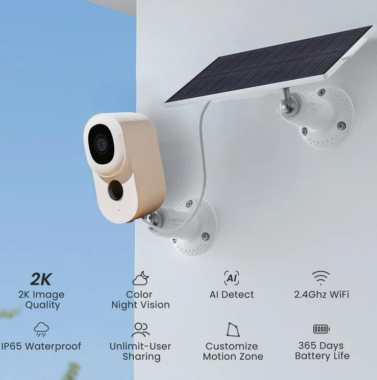 YYHC-Home security WiFi camera with solar panel battery powered system kit motion sensor floodlight night sight