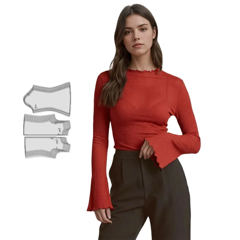 Sewing patterns for women's Flare Sleeve Top in 8 sizes（XS-4XL）, beginner sewing kit for women's clothing