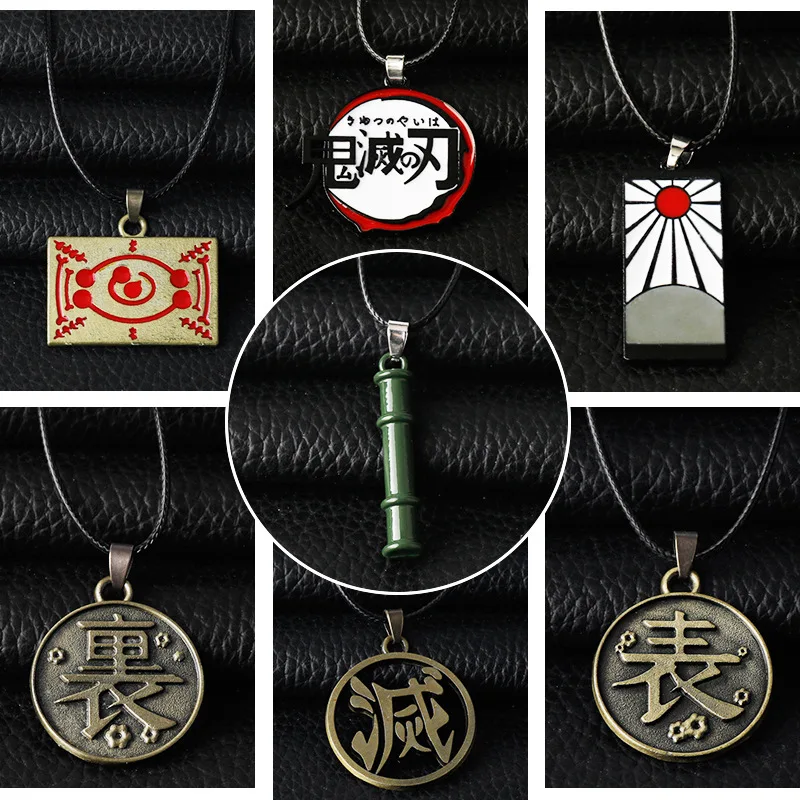 Anime Hit Ghost Slayer Blade Necklace, Surrounded by Stove Door Charcoal Jiro Sun Goddess Bamboo Flute Alloy Logo Pendant