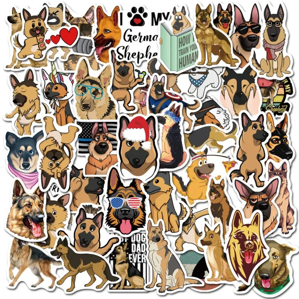 50PCS German Shepherd Doodle Bookshelf Mobile Shell Helmet Personalized Animal Cartoon Sticker