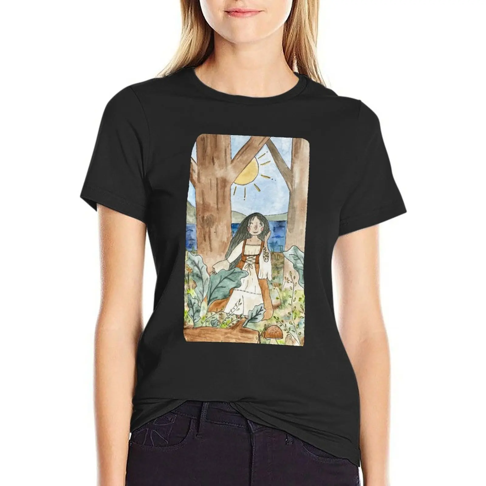 

Medieval Forest Girl T-Shirt Female clothing oversized cute clothes Women's tee shirt