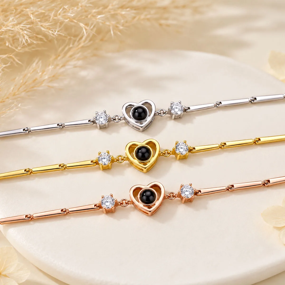 Personalized Photo Heart Projection Bracelet Custom Women's Bracelet with Zircon Exquisite Jewelry Memorial Photo Gifts For Her
