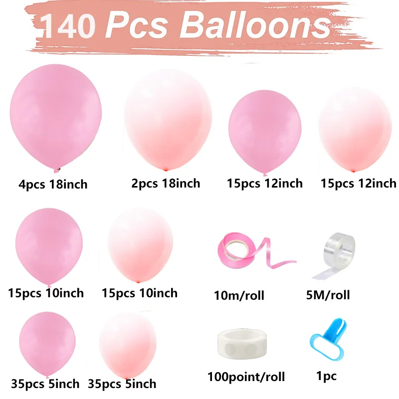 Pink Balloon Garland Kit Dusty Pink Balloon Arch Pastel Pink Balloons for Baby Shower Birthday Bachelorette Wedding Party Decor