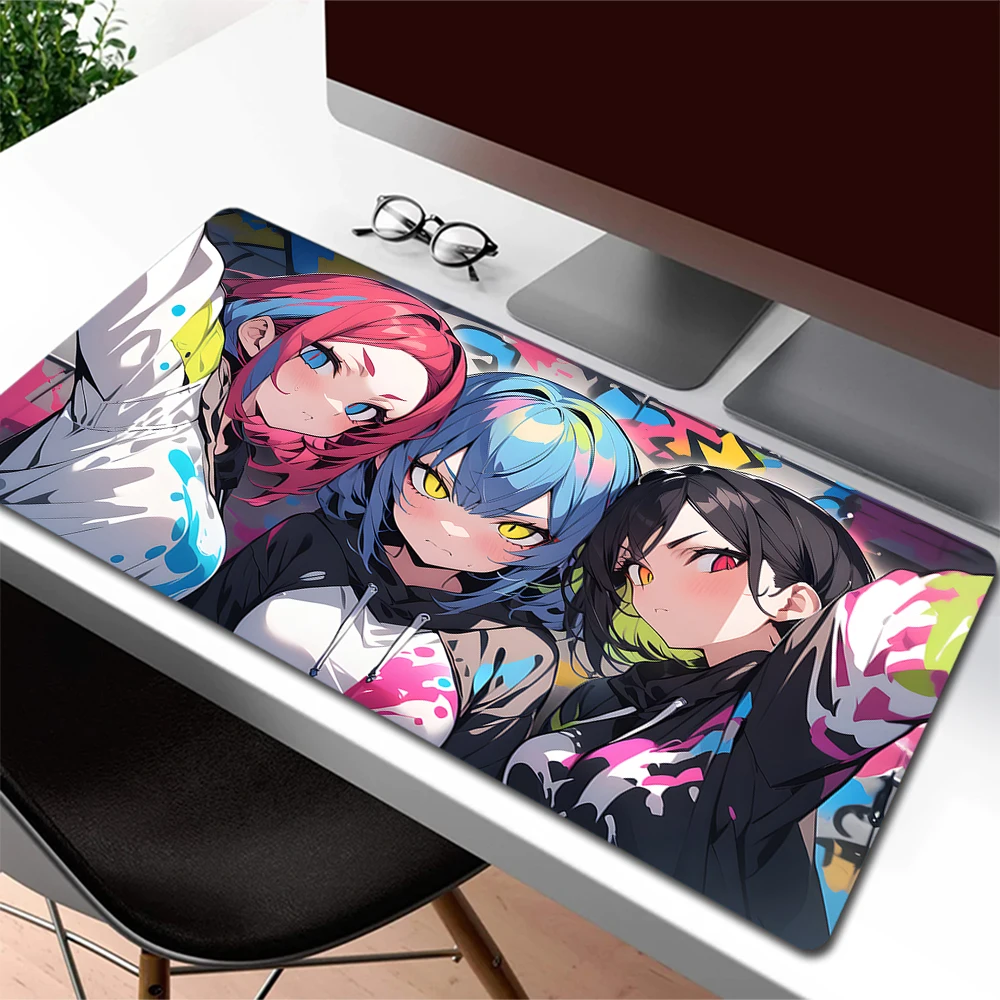 

Cute Anime Girl Mouse Pad Large Gaming Mousepad Kawaii Mouse Mat Gamer Non-Slip Computer Desk Mat Otaku Big Office Keyboard Pad