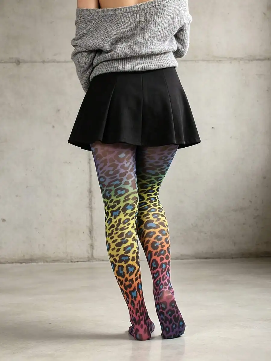 1 Pair Women's Gradient Leopard Print Tights