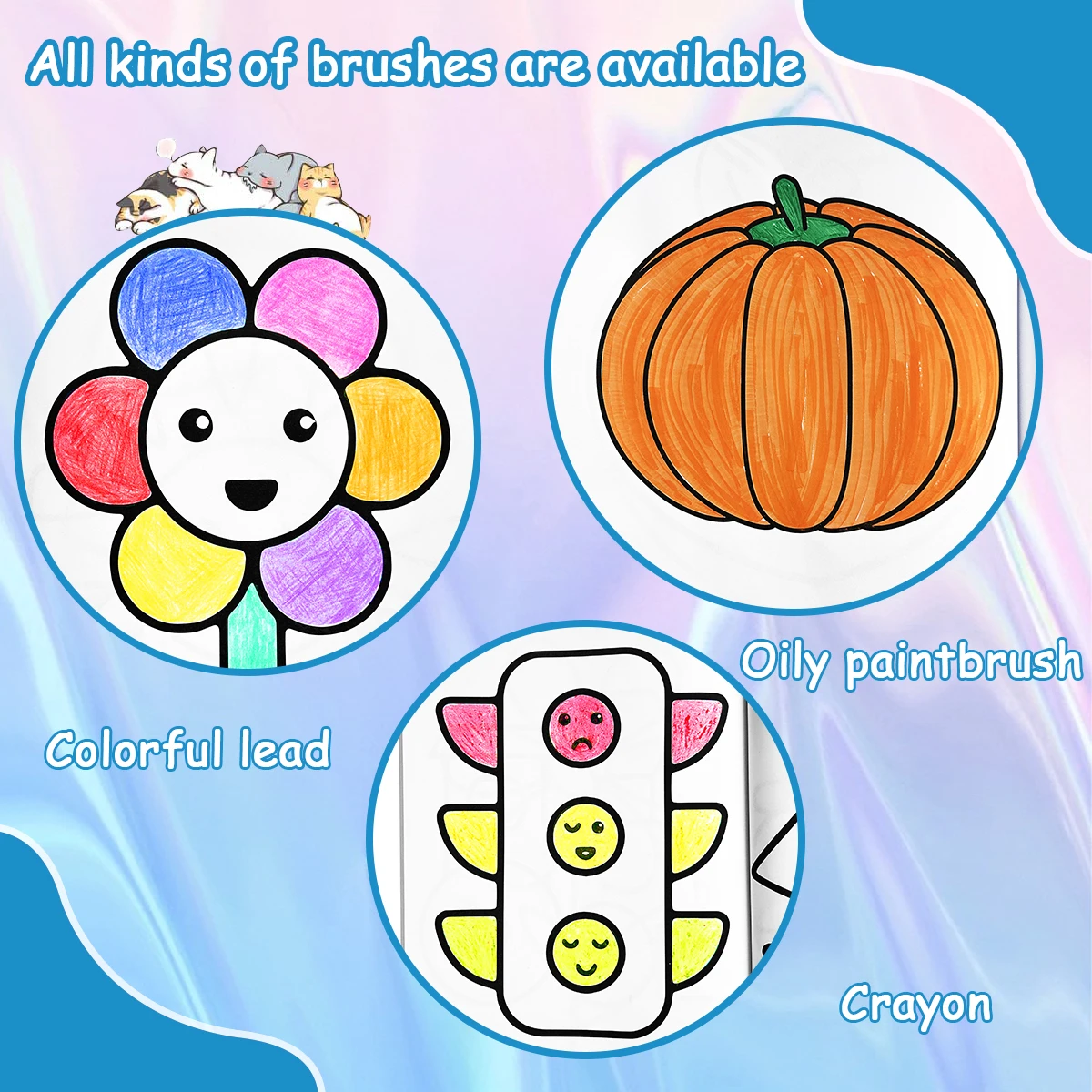 A large-format, minimalist coloring book; helps improve hand-eye coordination and is perfect for parties and the back-to-school