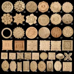 European Carved Unpainted Retro Mouldings Wood Applique Wood Decal Home Furniture Cabinet Walls Carving Decorative