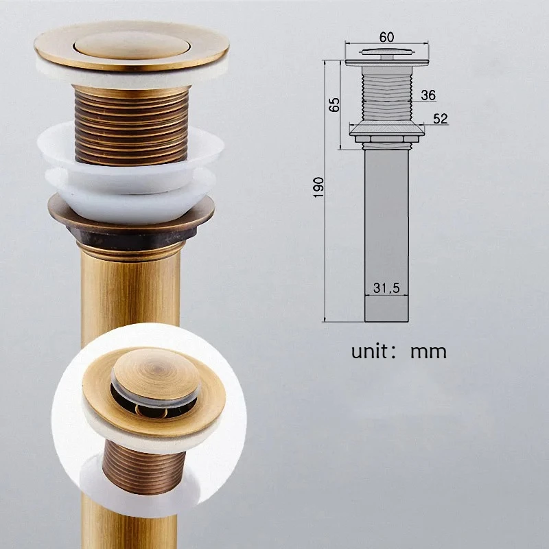 Bathroom Vessel Pop Up Sink Drain Strainer, Flip Top Stopper for Lavatory Basin, Antique Brass Pop Up Sink Overflow Cover