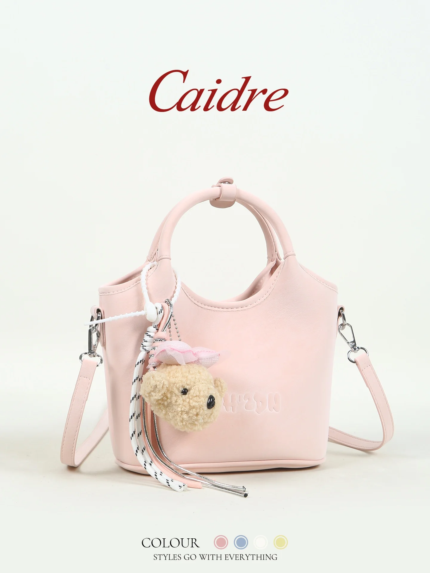

Caidre Cute Little Bear Bucket Bag Women's Birthday Gift Commuter Handbag Shoulder Crossbody Bag Soft Handle Polyester