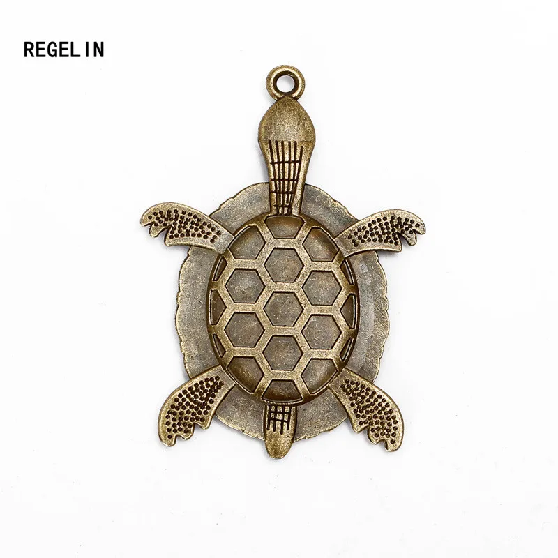 REGELIN 10pcs 18*25mm Tortoise Antique Bronze filigree cameo cabochon pendant setting Dia Cabochon Base For DIY Jewelry Making