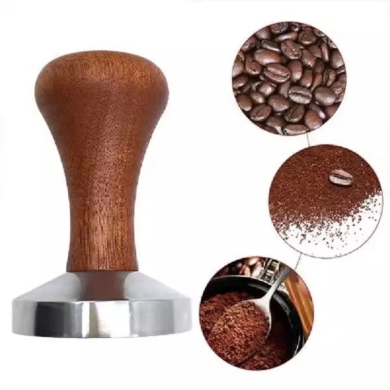 

51mm 53mm 58mm Espresso Tamper Coffee Barista Flat Base Coffee Tampers With Wood Handle Coffee Set
