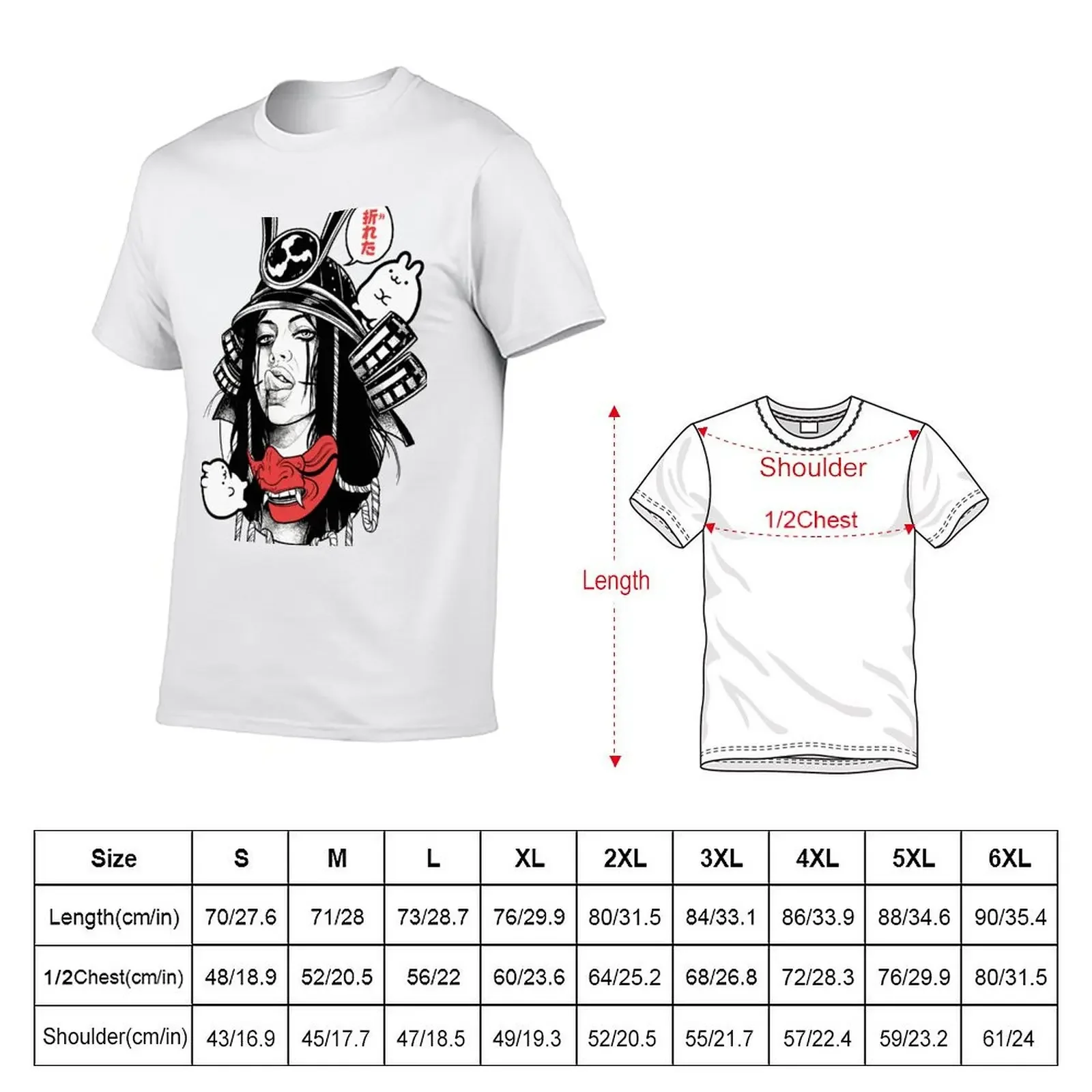 Japanese Samurai Pop Art Cool Girl T-Shirt baggy shirts clothes anime tshirt mens graphic t-shirts