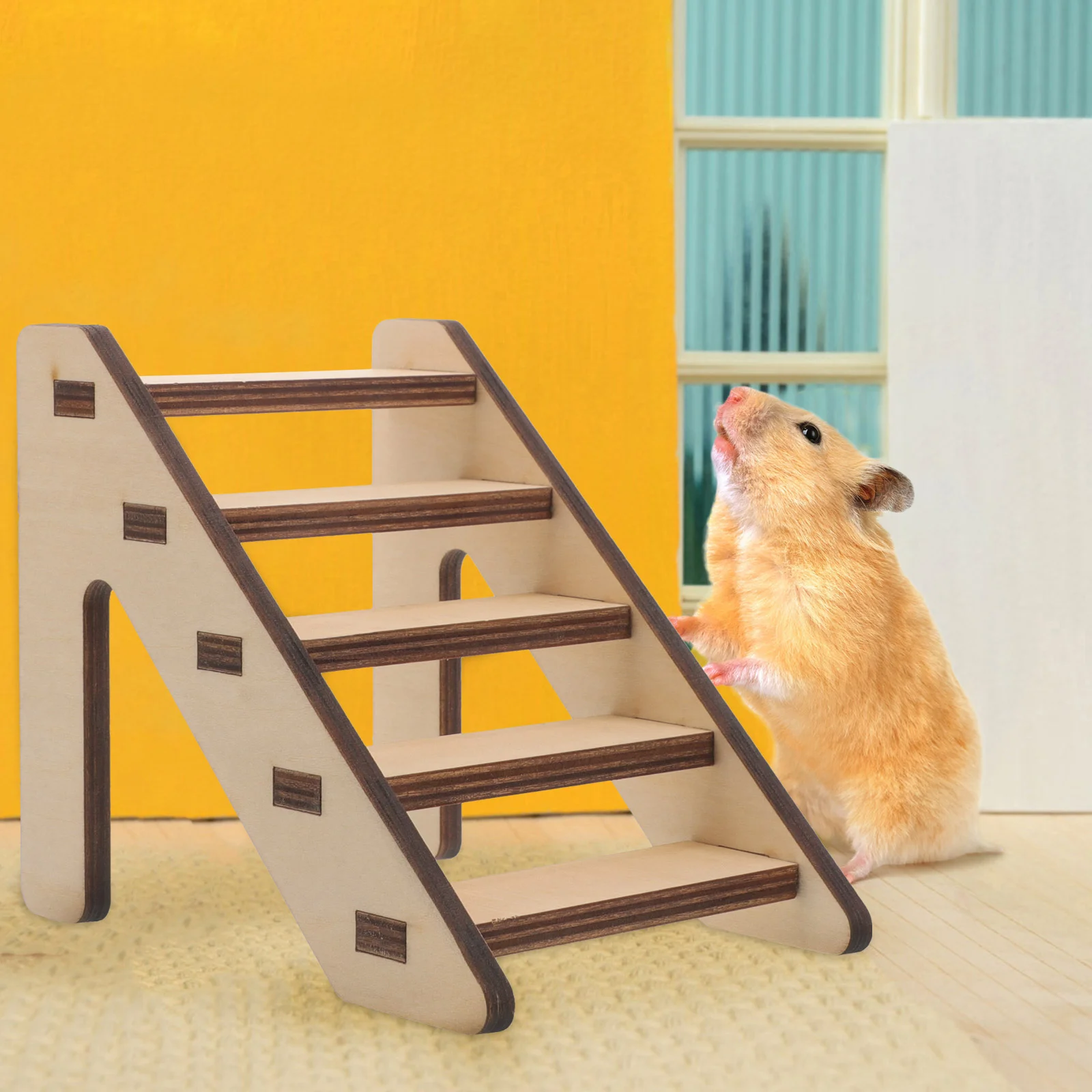 

Wooden Hamster Ladder Toy Medium Size Stair Climbing Supplies Pet Cage Accessories Safe Natural Material Small Pets