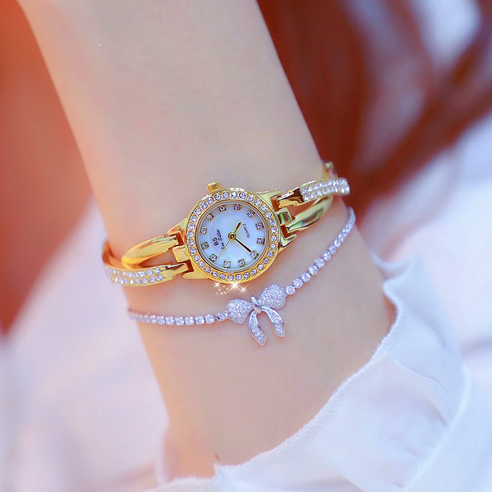 

BS Women's Quartz Wristwatch Butterfly-Style Bracelet Watch with Full Diamond Setting watch for woman ladies watch reloj FA1531