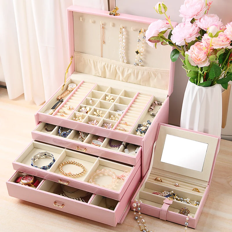 A Jewelry Box for Women Organizer with 4 Drawers for Necklaces Rings Earrings Bracelets