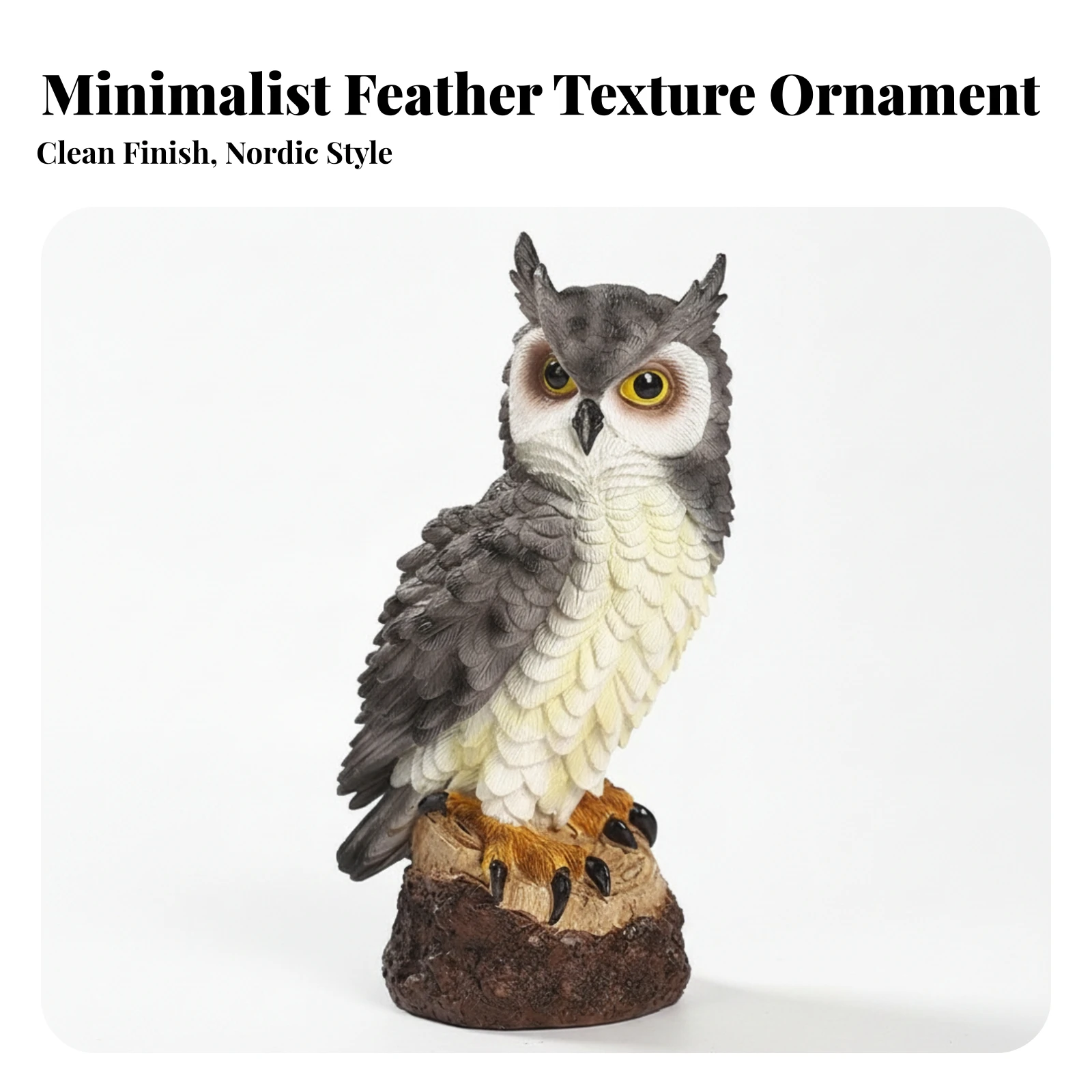 Owl Statue on Tree Stump Compact Resin Owl Figurine Garden Bird Ornament Realistic Decorative for Gardeners, Patio, Bookshelf