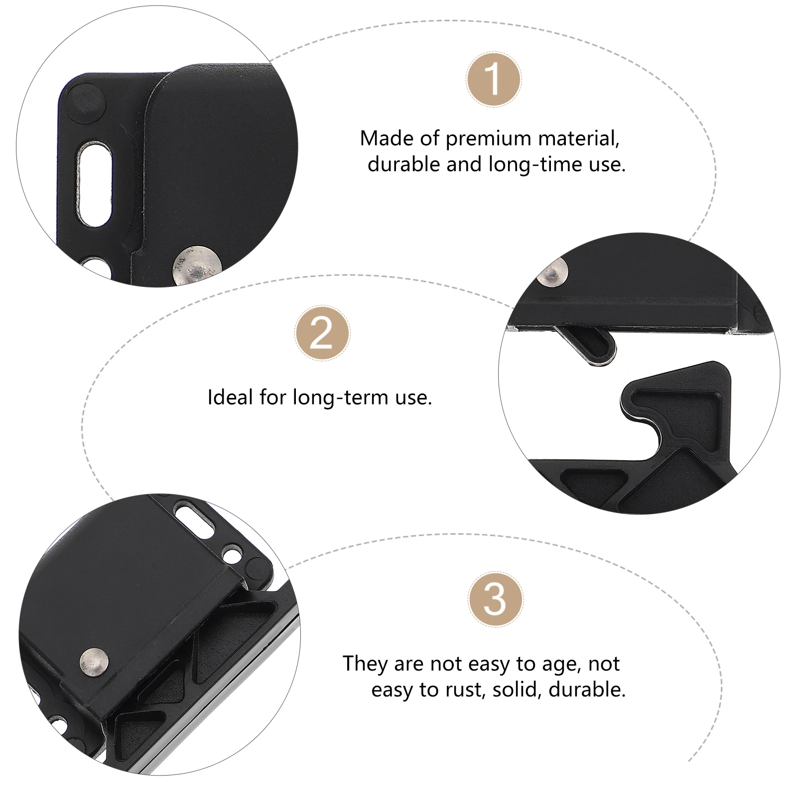 

Passivated Plastic Sliding Door Lock Grabber Mount Concealed Push Close Latch Privacy Furniture Lock Durable