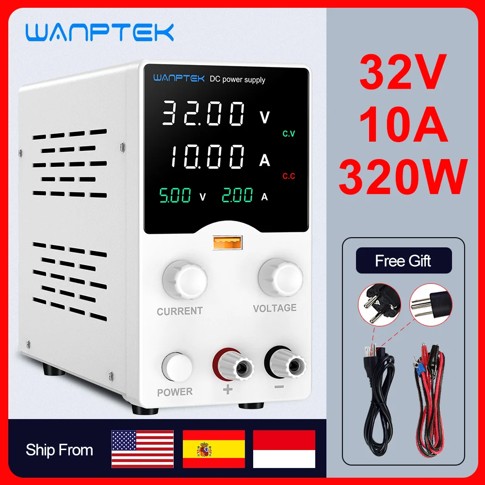 Wanptek Lab DC Power Supply Adjustable USB charging display 30V 10A 60V 5A 120V 3A Power Supplies Voltage Regulator for repair