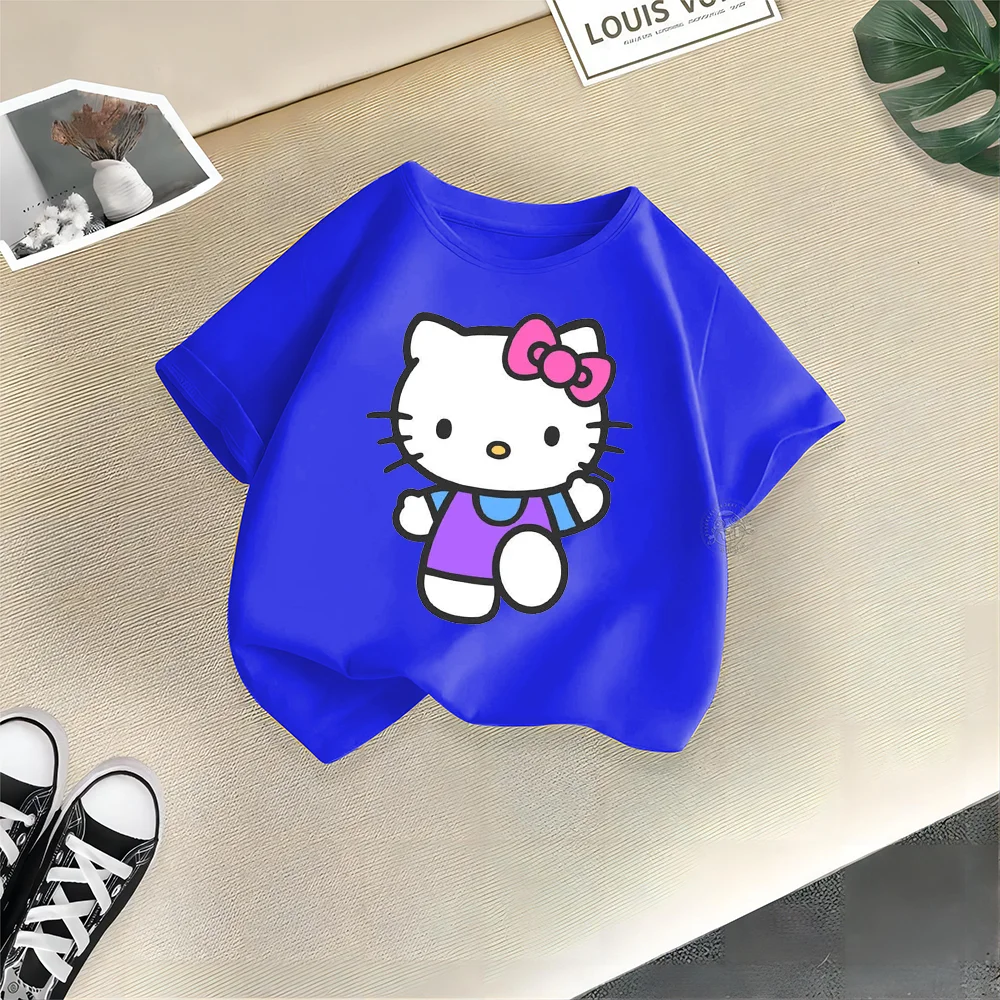 Sanrio Summer Boys Girls Baby T-shirt Shirt Printed Clothing Kids Toddler Hello Kitty Baby Top Cotton short sleeve top for kids