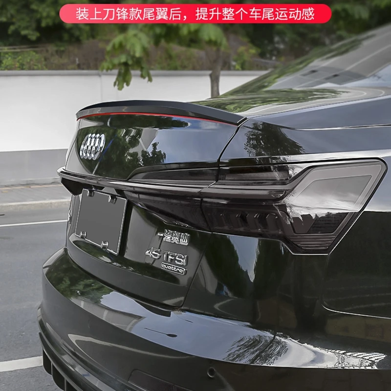 S STYLE ABS / CARBON FIBER REAR TAIL WING TRUNK LIP SPOILER FOR Audi A6 S6 SLINE RS6 C8 2019 2020 2021