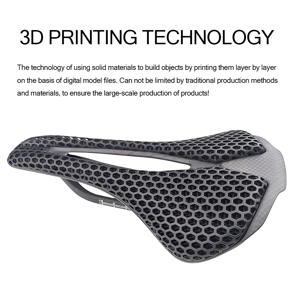 Седло для гоночного велосипеда из углеродного волокна, изготовленное методом 3D-печати, 250x140 мм, с вентиляцией и распределением давления, запасная часть для MTB и шоссейных велосипедов.