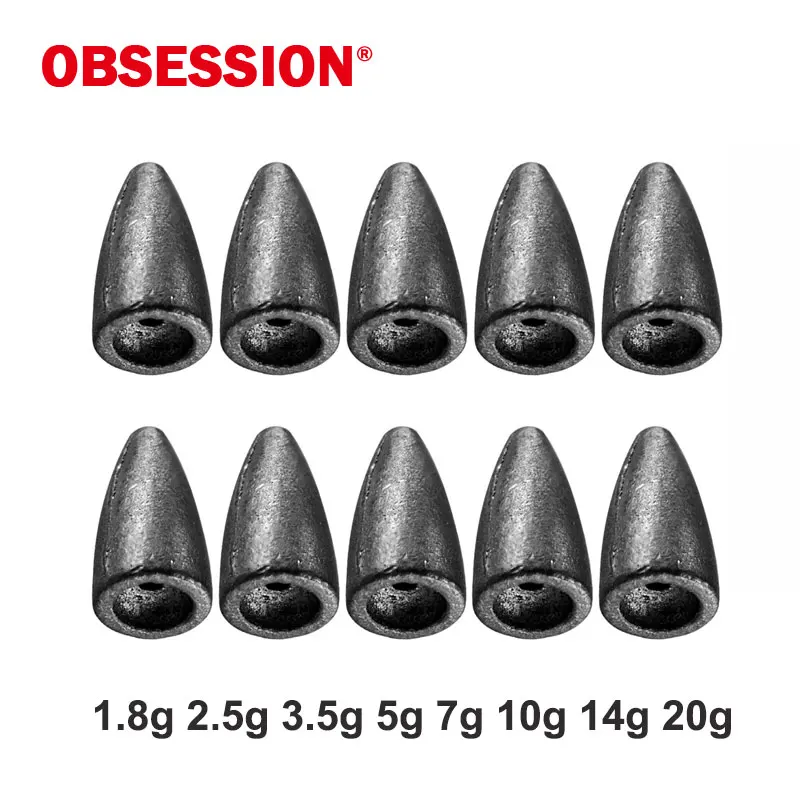 OBSESSION-plomos A017, 5 piezas, 1,8g, 2,5g, 3,5g, 5g, 7g, 10g, 14g, 20g, accesorios de aparejos de pesca, anzuelo de manivela, cebo Texas Rig