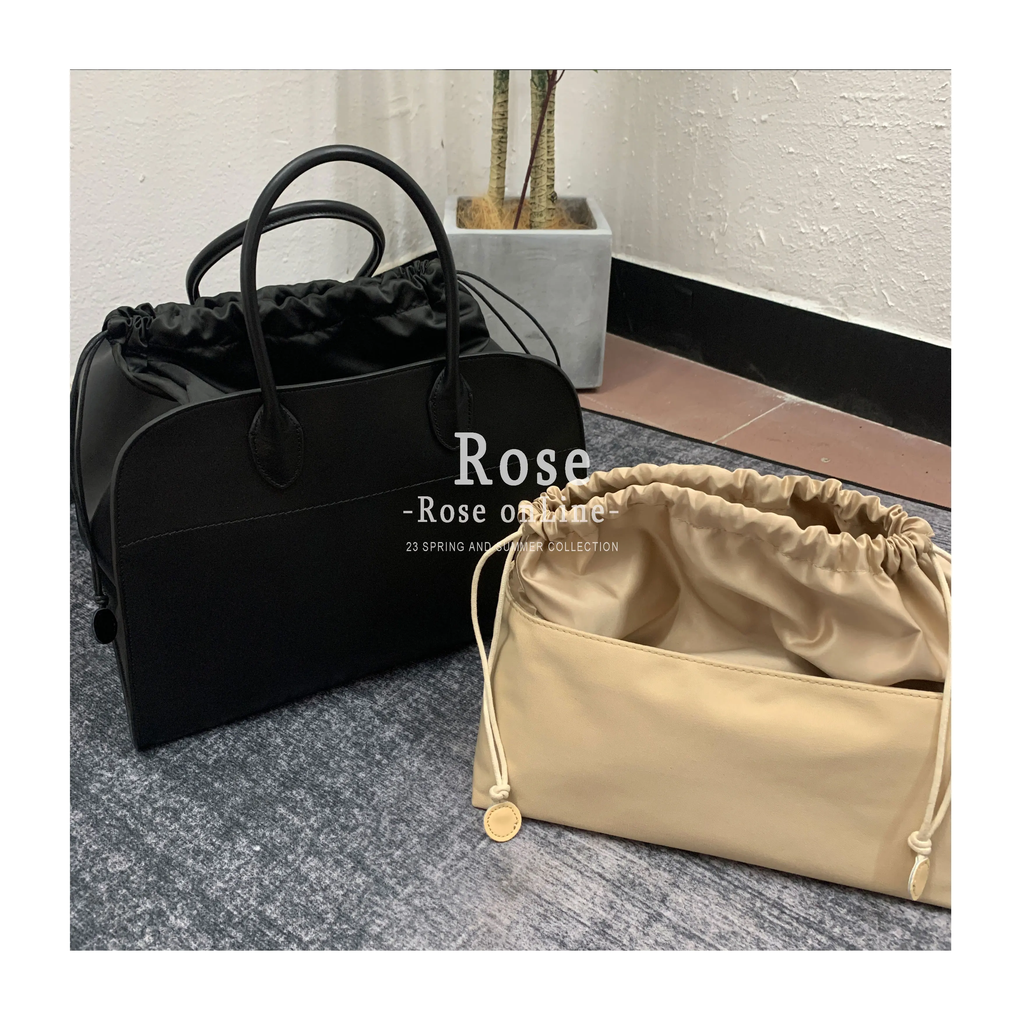 

For The*Row Soft Margaux 15 Bag Flap Handbag Inner Bag Makeup Travel Purse Storage Tote Bag Accessories