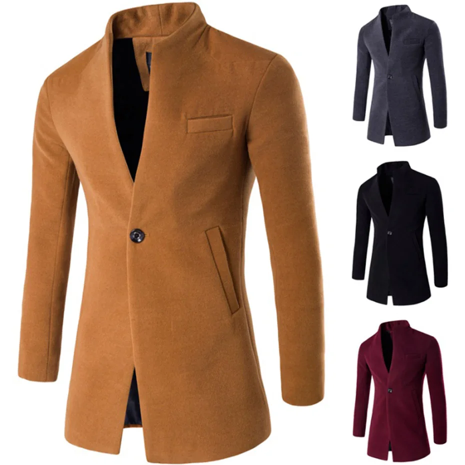 

Men's Winter Long Slim Cardigan Trench Coat Faion Urban Sle Four Seasons Universal Loose Fit Men's Jaet