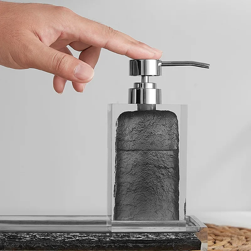 Rock Wall Style Bathroom Accessories Set Resin Room Set Toothbrush Holder Soap Dispenser Tray 3PCS Bathroom Essential Set ZB374