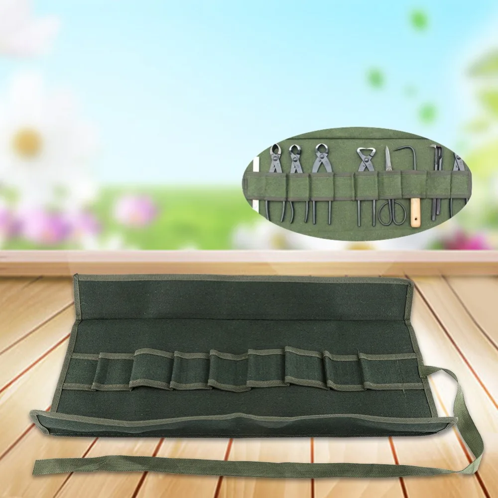 

1 шт., 10 карманов, холщовая сумка для хранения с садовой ручкой ​ Сумки-органайзеры ​ Свернутая сумка для хранения инструментов на колесиках ​ Сверхмощный холст