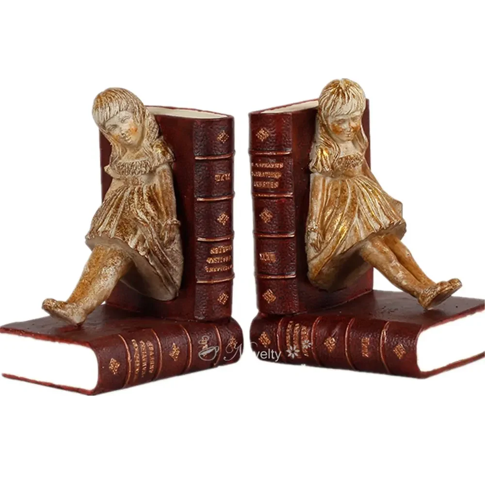 Creative Lovely Home Decoration Resin Little Girl Bookends