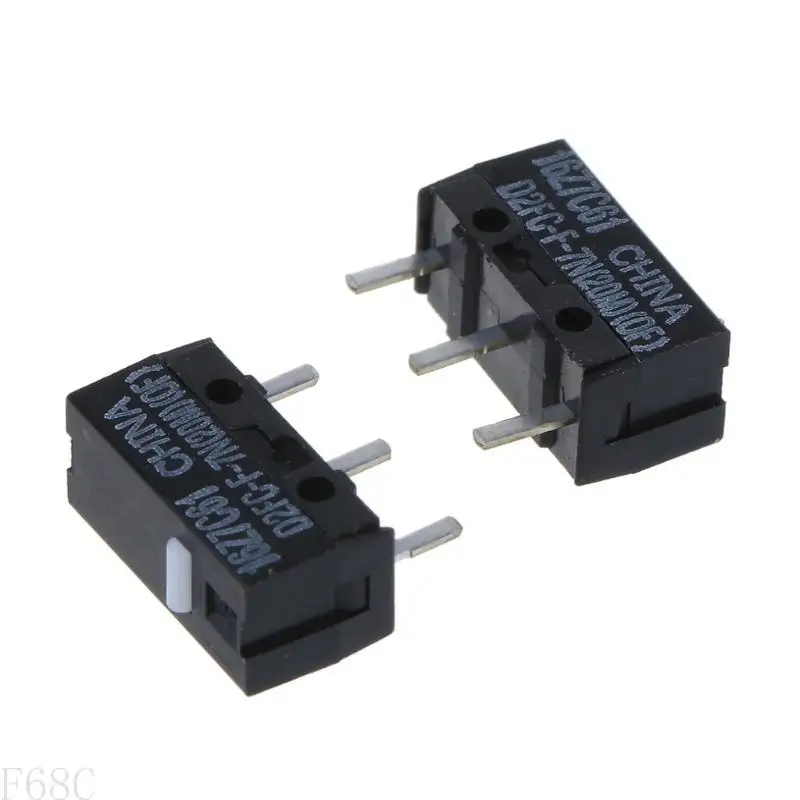 F68C 2PCS Оригинальный мышиный микроэлемент Micro-кнопка White Dot D2FC-F-7N Переключатели 20 миллион D2FC-F-7N