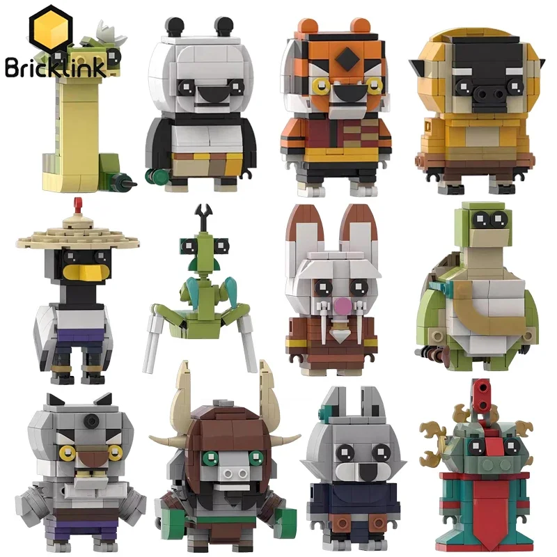 Bricklink Movie Kung Fu Panda Figures Brickheadz Sets Raccoon Shifu Tigress Monkey Building Blocks Kid Toys Christmas Girl Gift