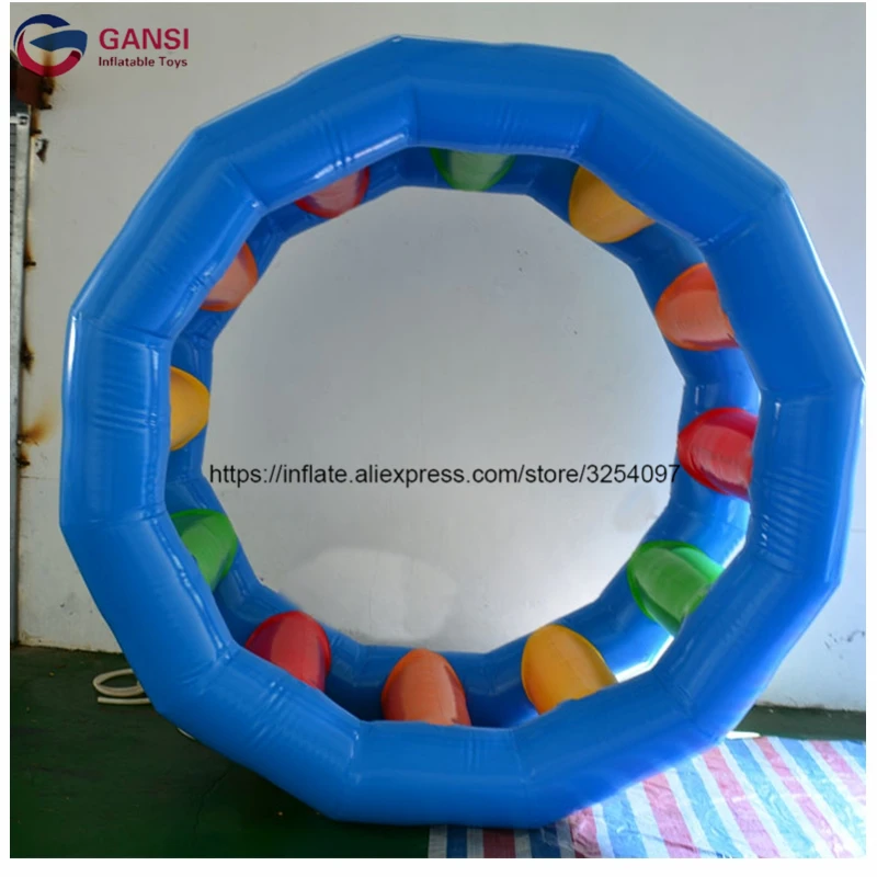 Portable 0.9Mm Pvc Inflatable Water Play Roller Wheel ,Water Park Games Rental Inflatable Water Treadmill