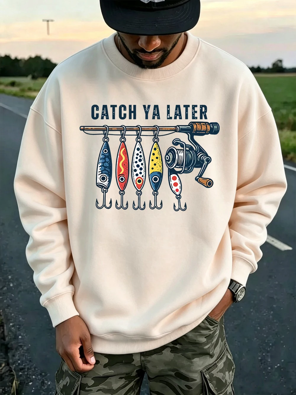 Catch You Later Prints Pullover Herren Basic Oversized Sweatshirts Jogging Casual Fleece Warmer Hoodie Winter Rundhalspullover Kleidung – Detail 13
