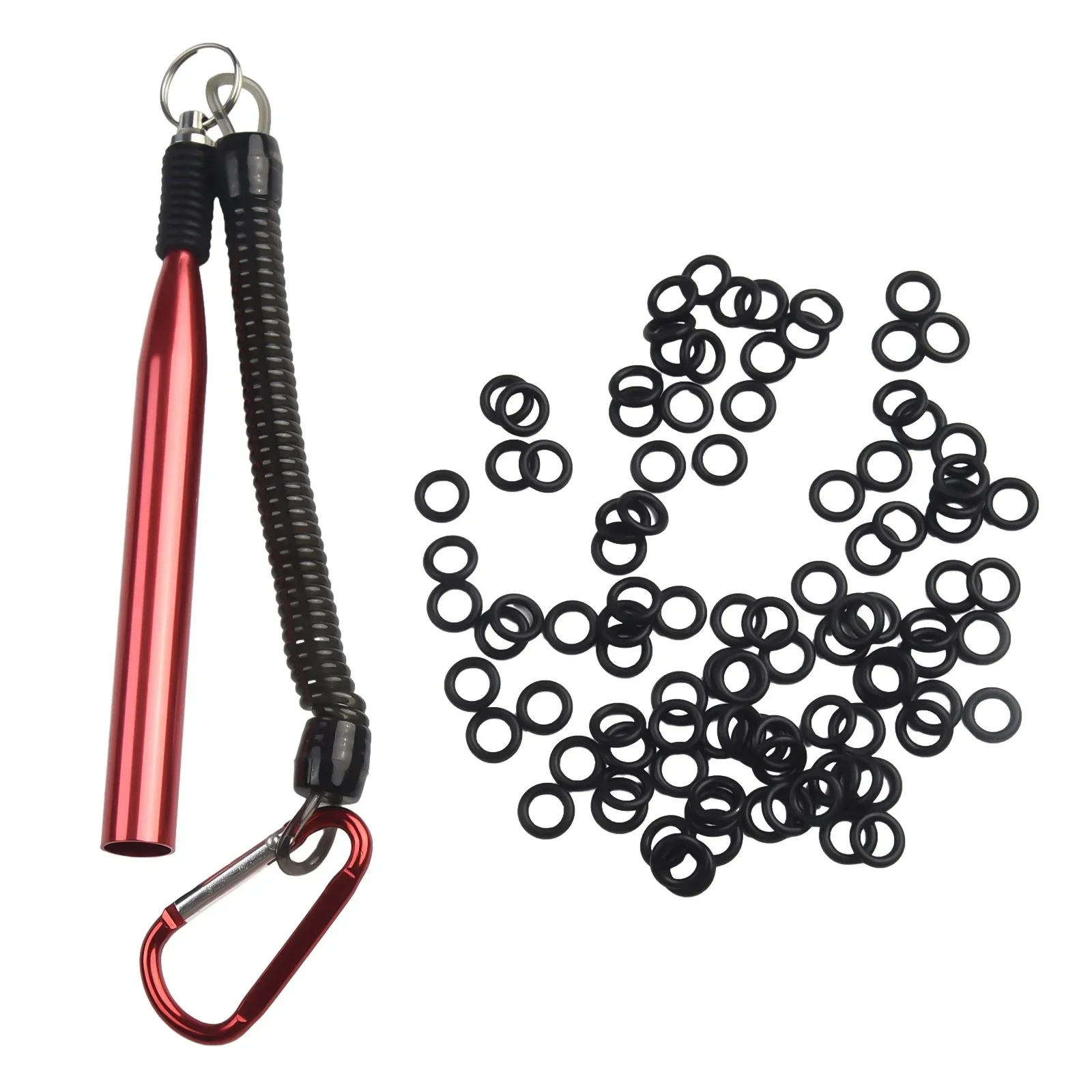 Wacky Worm Rig Tool With Carabiner 100Pcs O Rings Kits 6mm Senko O Ring Tool For Soft Baits Lures Fishing Tackle Accessories