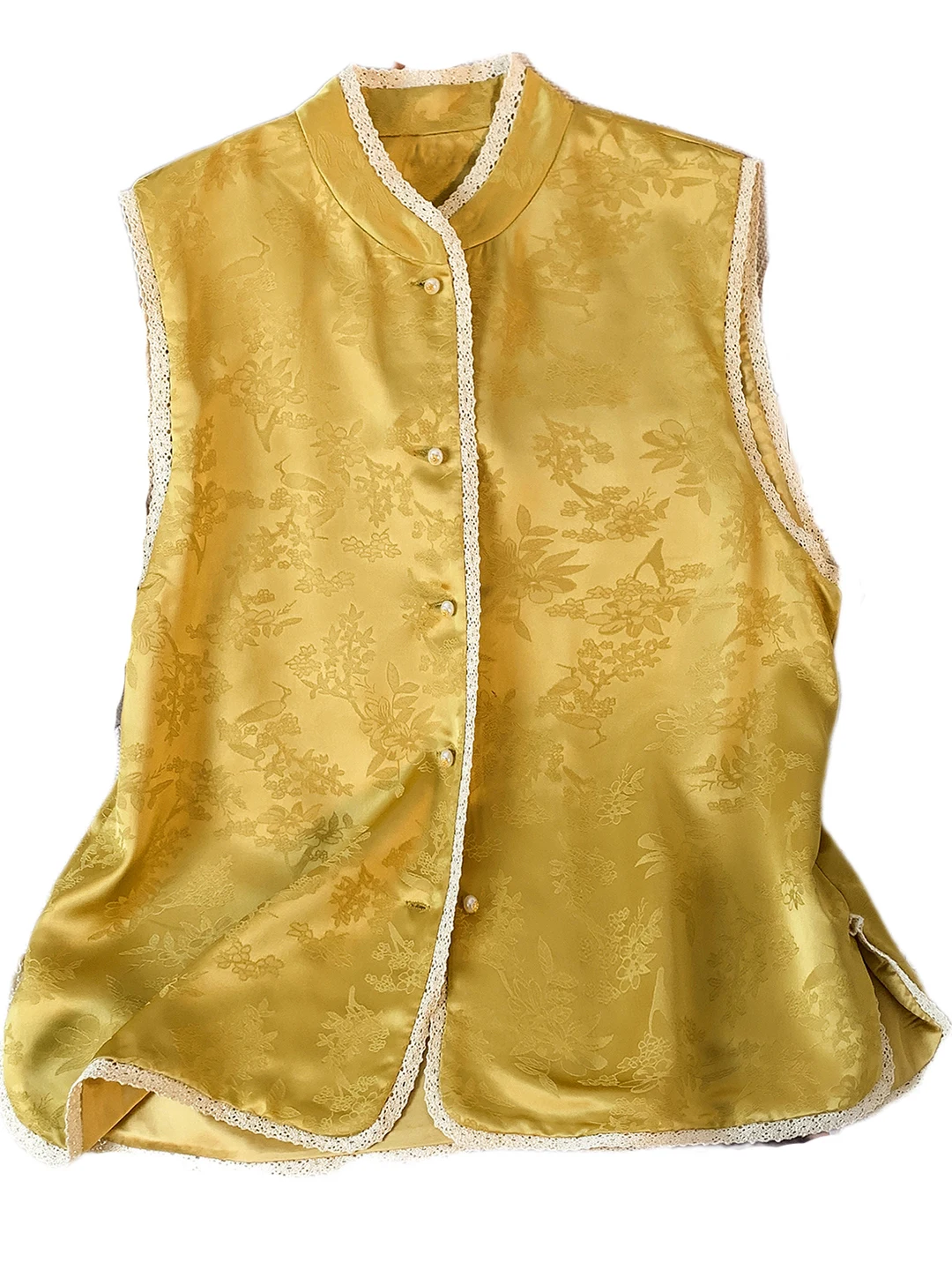 Nuevo Chaleco de cuello levantado Jaet Svel con ribete Floral de trabajo pesado bordado para mujer de otoño Top tradicional chino Sle