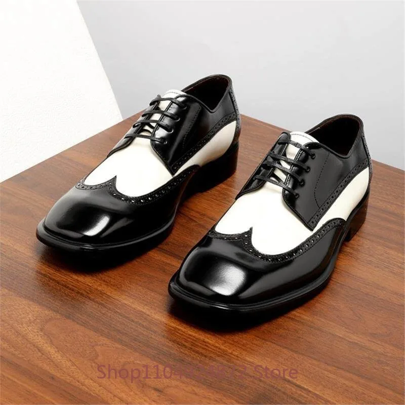 

Элитные кожаные туфли-броги для мужчин в британском стиле, деловые туфли из натуральной кожи с квадратным носком для офиса, вечеринок, свадеб и торжественных мероприятий.