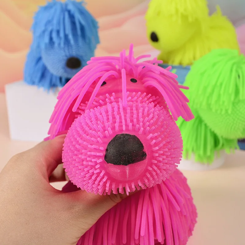 Shaggy Dog Squishy Toy Soft Glue Kawaii  Squeezable Stress Reliever Pets Colorful Small Toys Easy and Convenient Cute Gifts