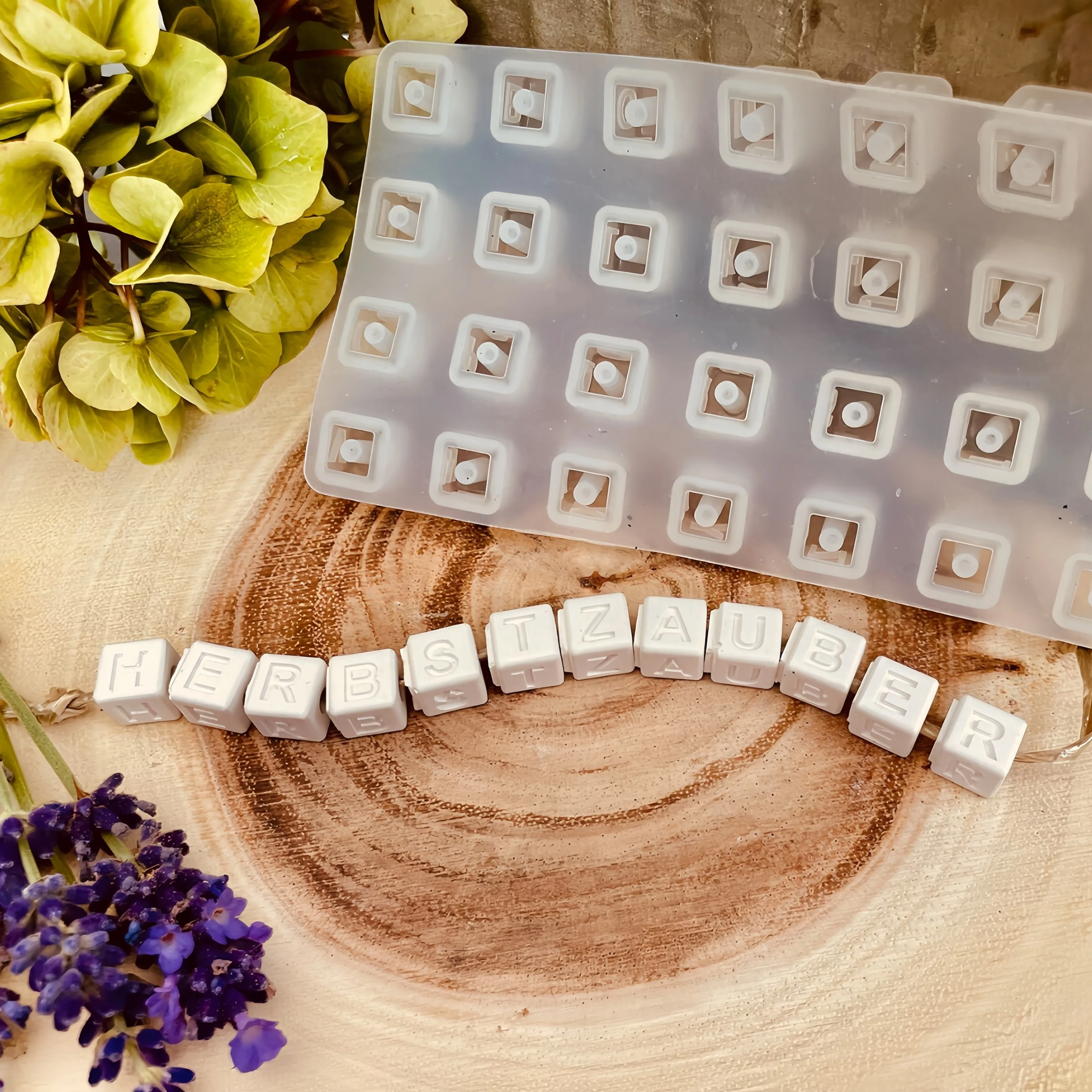 Clay Silicone Mold 26 Letter Beads with Holes Square Beads DIY Keychain Craft Mold A-Z Capital Letter Bracelet, Pendant, Gift ﻿