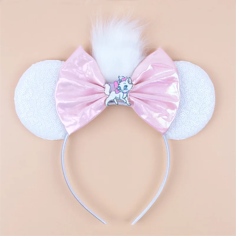 Kawaii Disney Marie Cat Headband Sequined Bow Headband Adult Children Birthday Party Hair Accessories Cosplay Hair Accessories