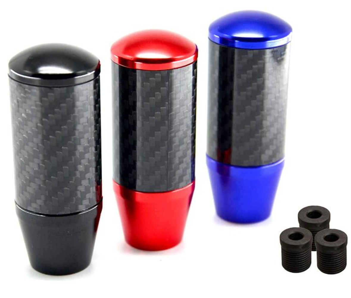Car 5 Colors Cylinder Black Carbon Fiber Manual Gear Shift Stick Shifter Lever Knob AT MT Fit For Universal Car
