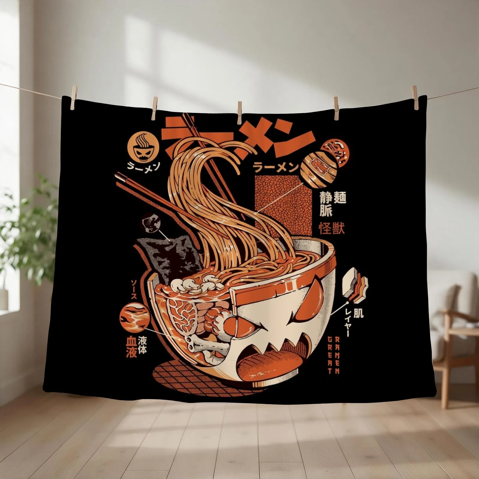 Black X-ray Great Ramen! Throw Blanket Giant Sofa Sofa Throw Luxury Designer christmas gifts Blankets