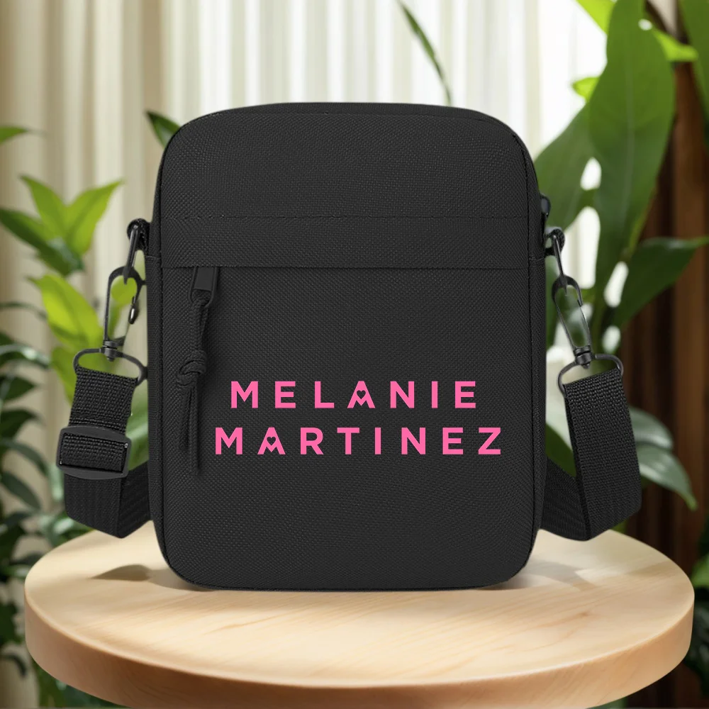 Pink letters,heart-shaped design,black background Men Crossbody Bag Single Shoulder Women Cartoon Anime Film Printing Design Uni